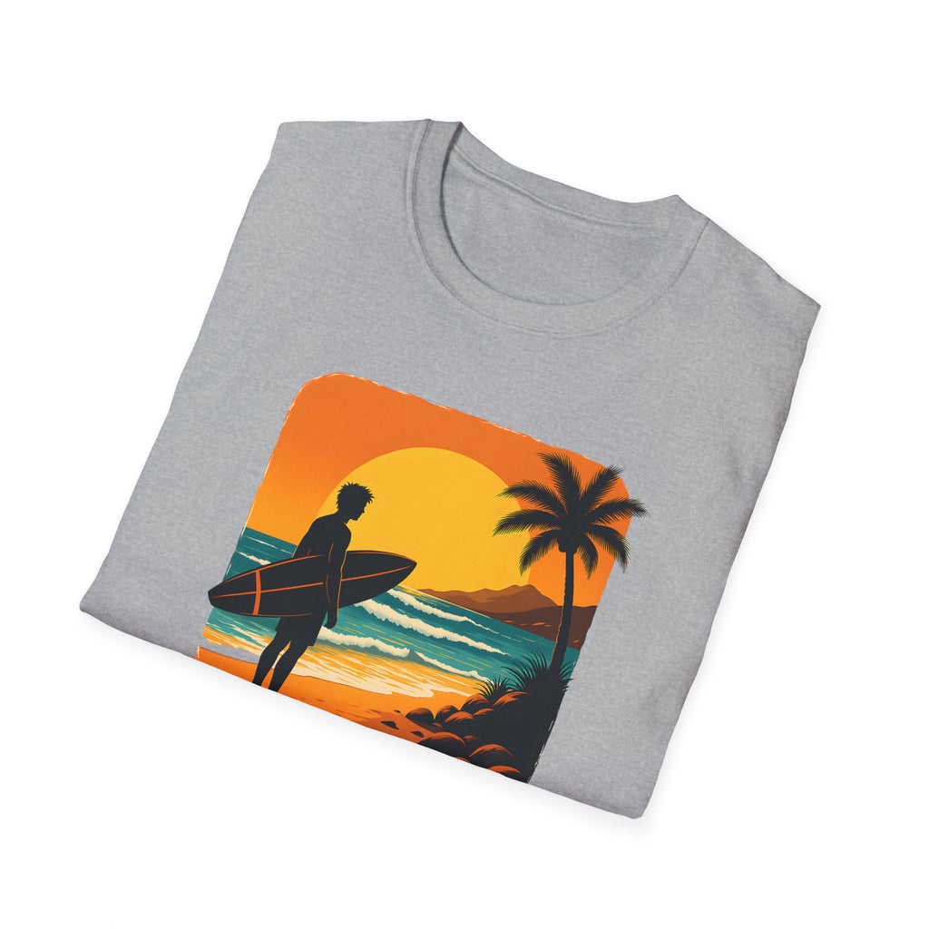 Sunset Surfer on Beach T-Shirt